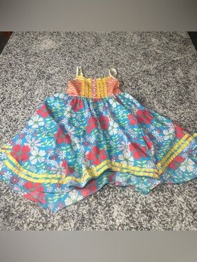 MATILDA JANE Hello Lovely Blue Floral Twirling Dress Girls 6 Elastic Back